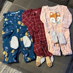 Carter's Kids One Piece Footies - Navy, Burgundy, Pink